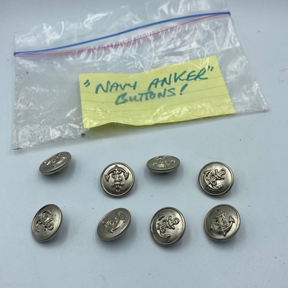 Navy anchor buttons. Eight total. Silver - Picture 2 of 3
